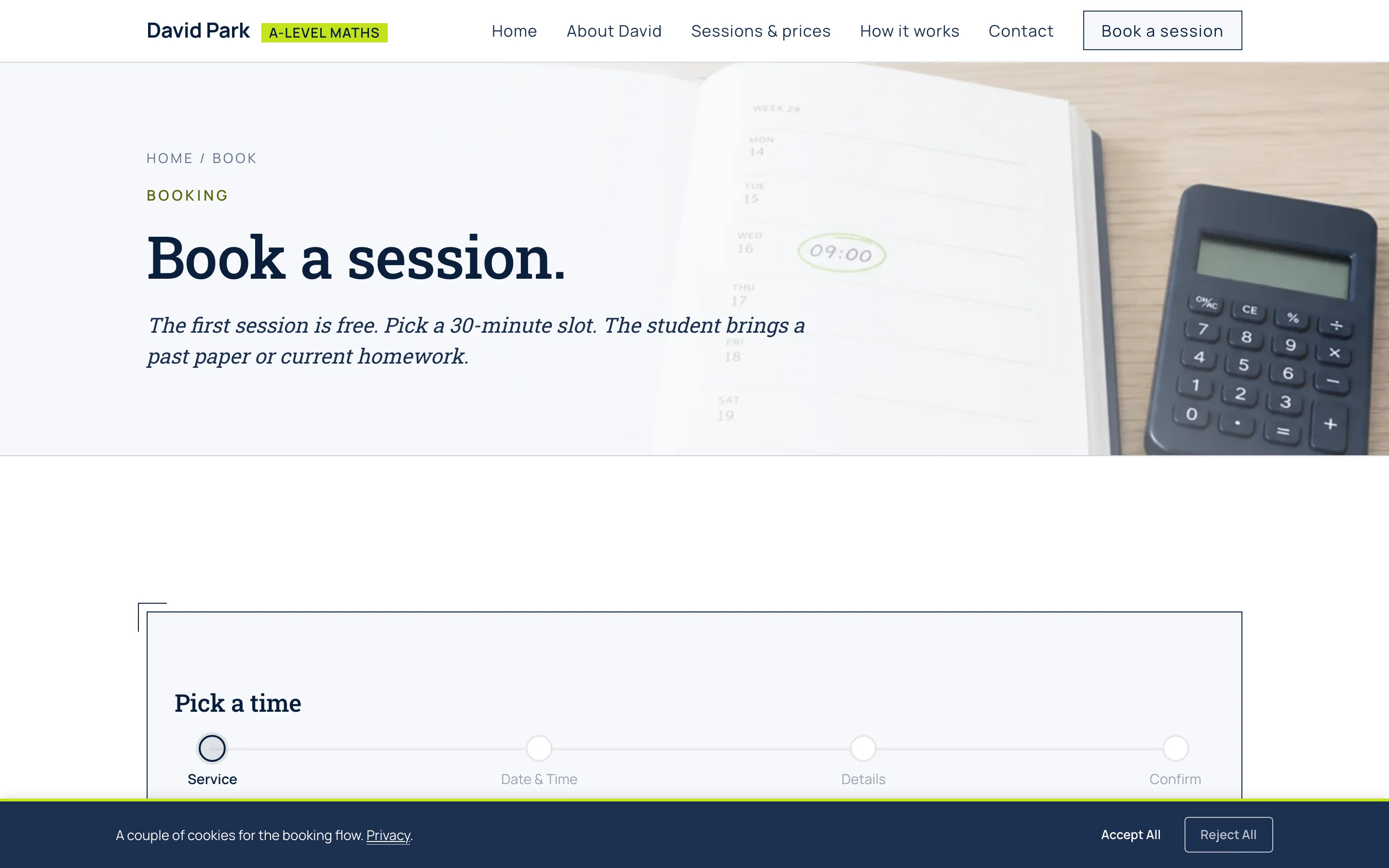 Book a session screenshot