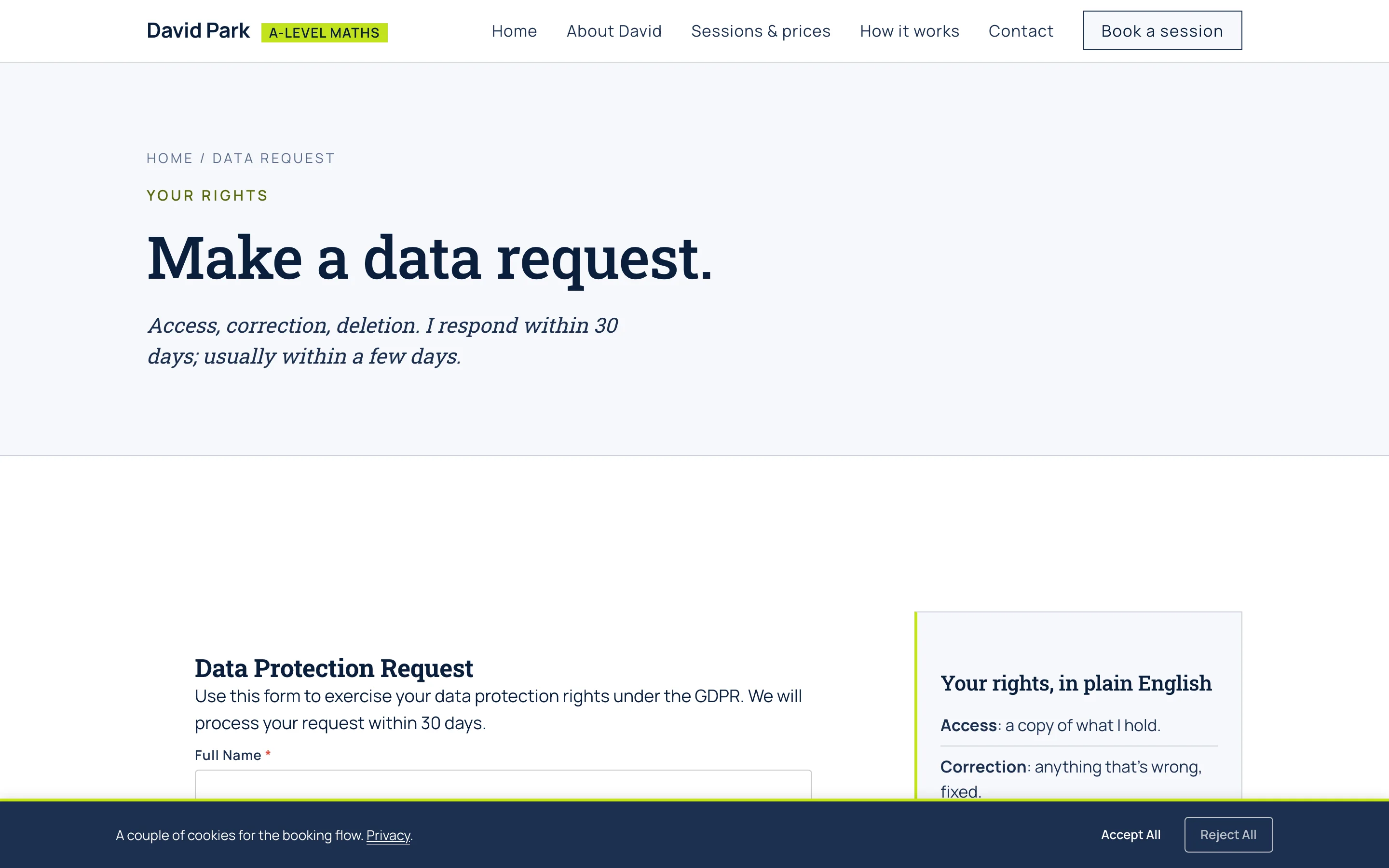 Make a data request screenshot